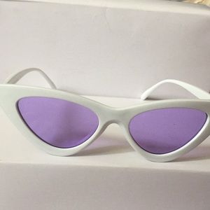 Purple & white frame triangle celebrity sunglasses